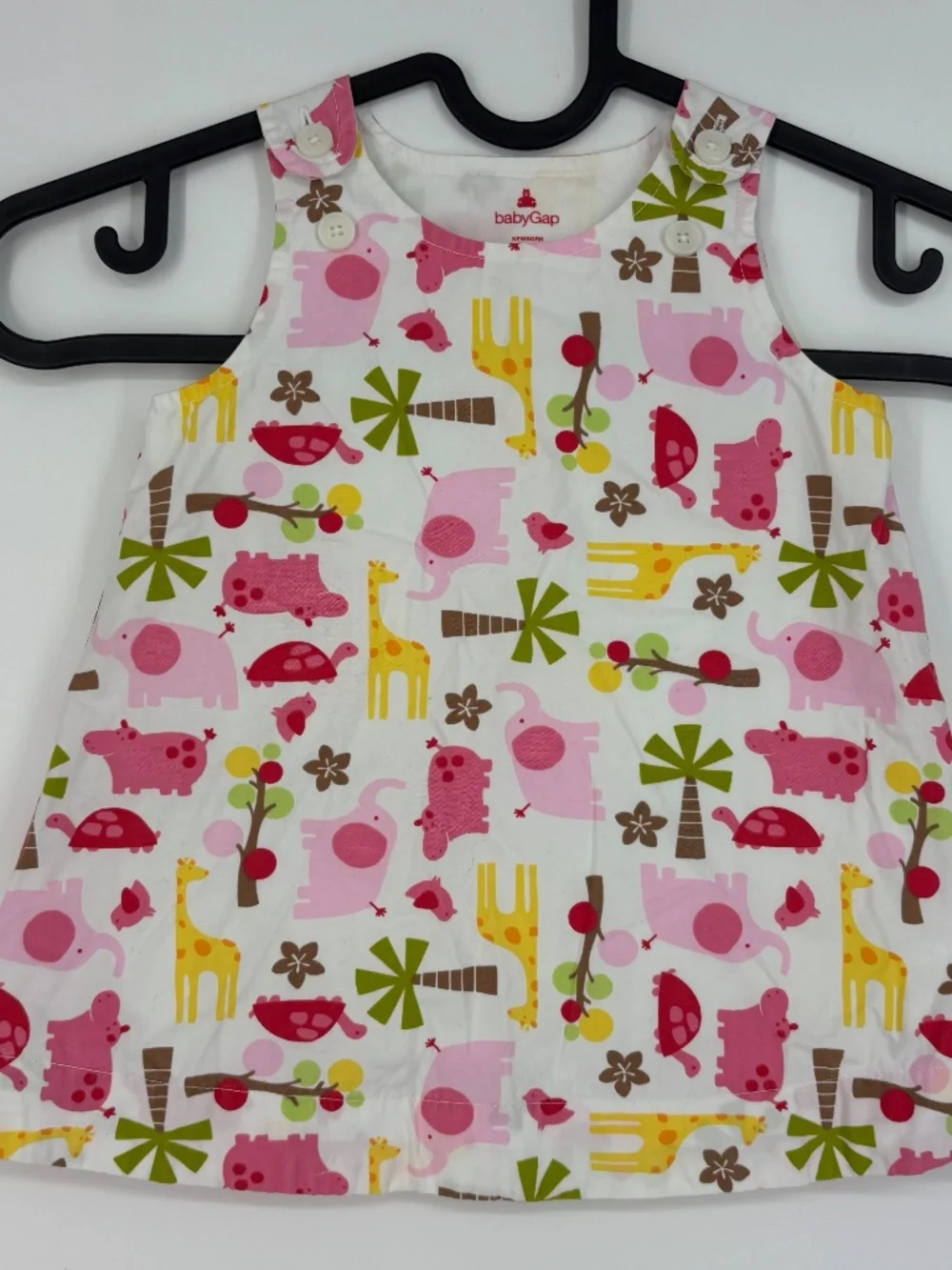 Baby Gap Newborn 3 - 6 Months Sleeveless Dress Pink Yellow Animal Print Cotton